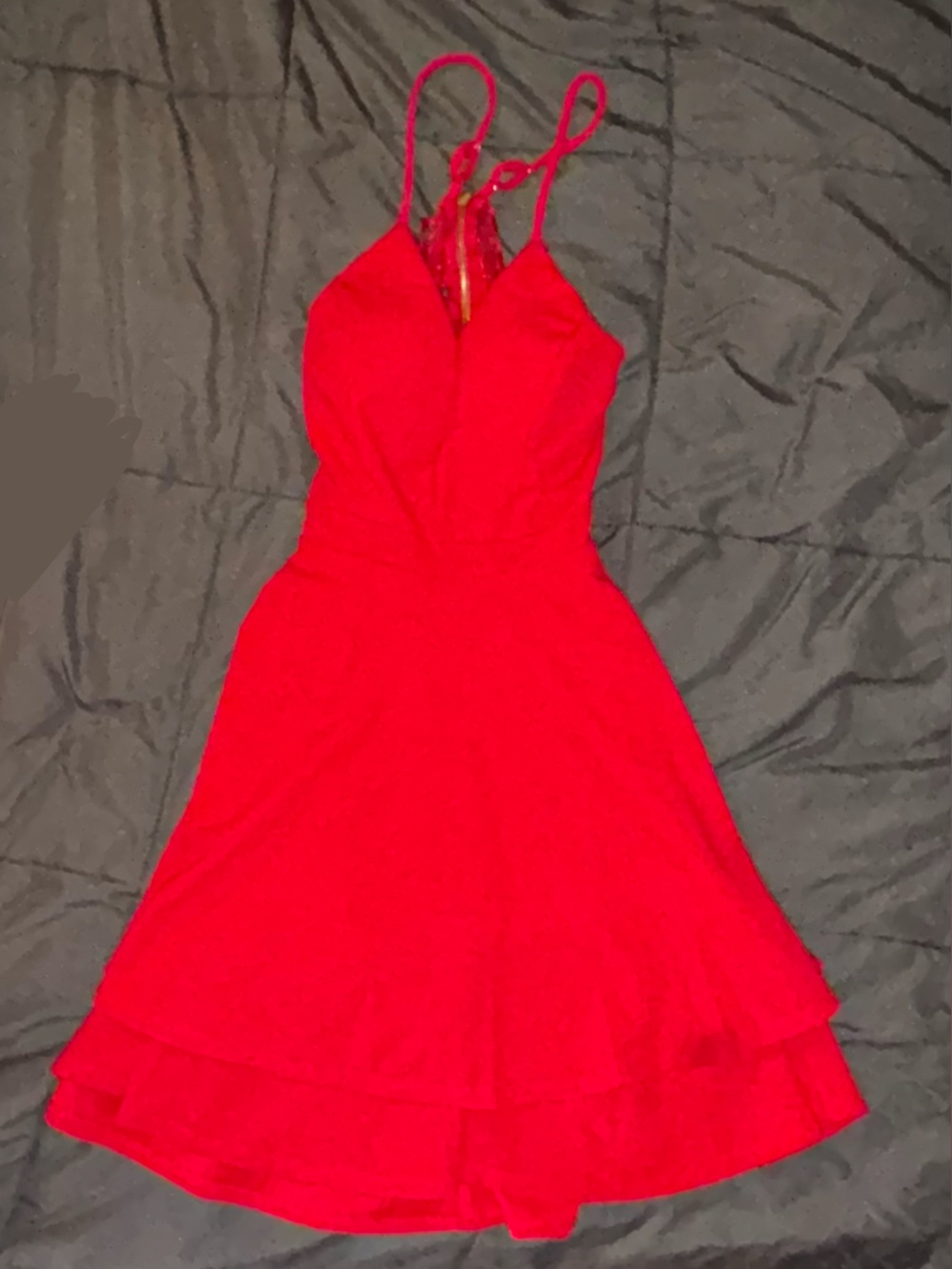 Red Spaghetti-Strap Fit & Flare Dress
